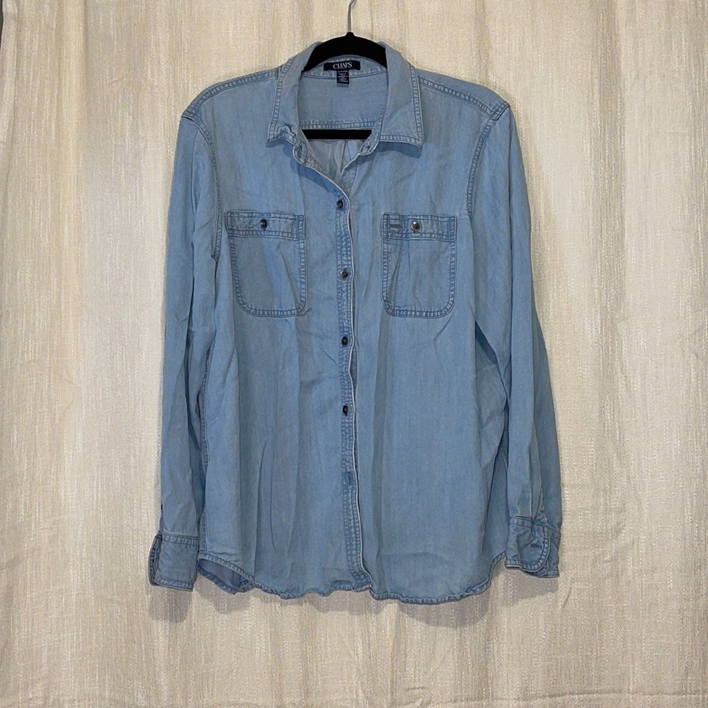 Chaps Blue Button Down Top